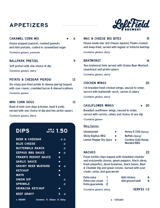 Liberty Village Food Menu